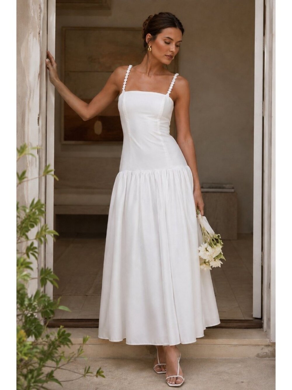 Lulus Modern Adoration Wedding Dress Sz Medium White Satin Lace Up Bridal Maxi